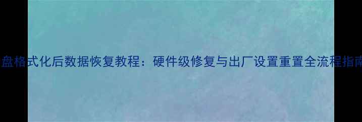 U盘格式化后数据恢复教程硬件级修复与出厂设置重置全流程指南