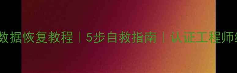 U盘烧坏数据恢复教程5步自救指南认证工程师经验分享