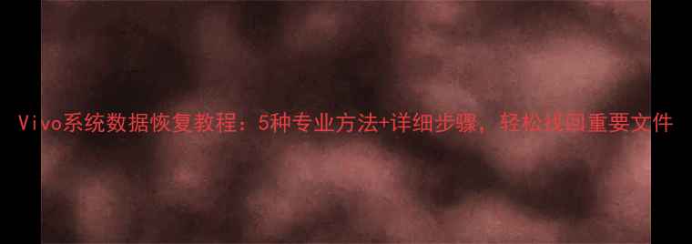 图片 Vivo系统数据恢复教程：5种专业方法+详细步骤，轻松找回重要文件