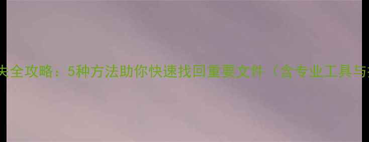 图片 WLAN数据丢失全攻略：5种方法助你快速找回重要文件（含专业工具与操作指南）1