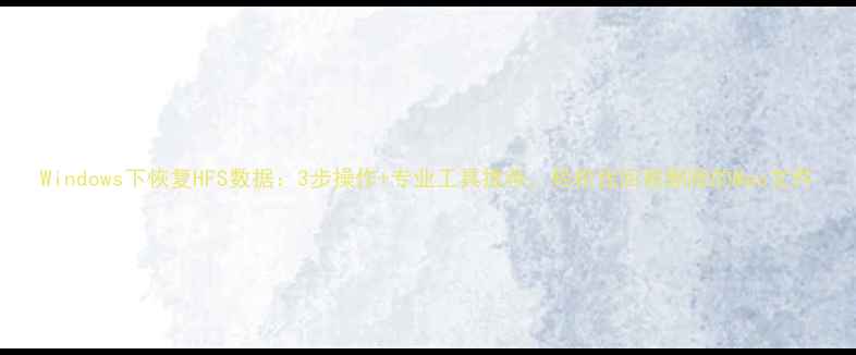 Windows下恢复HFS数据3步操作专业工具推荐轻松找回被删除的Mac文件