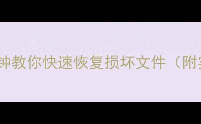 Word文档突然无法打开5分钟教你快速恢复损坏文件附实操教程数据恢复全攻略