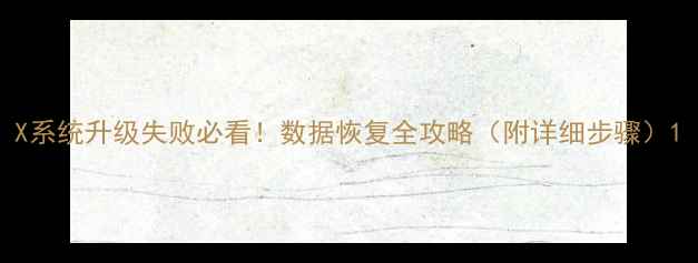 图片 X系统升级失败必看！数据恢复全攻略（附详细步骤）1