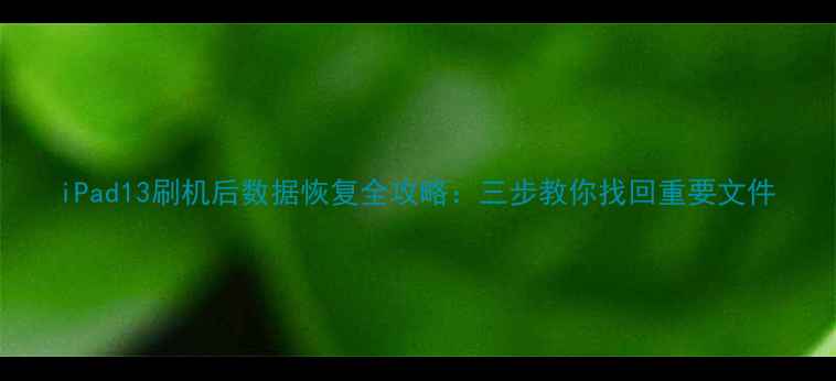 图片 iPad13刷机后数据恢复全攻略：三步教你找回重要文件