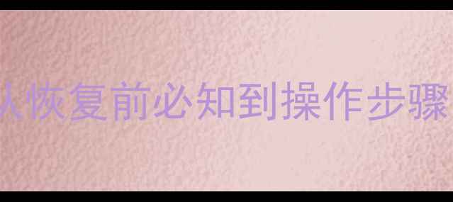 iPad新机数据恢复全攻略从恢复前必知到操作步骤手把手教你找回重要数据