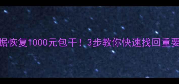 u盘数据恢复1000元包干3步教你快速找回重要文件