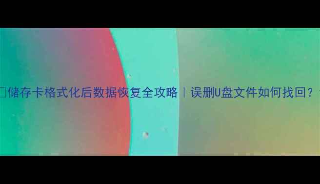 储存卡格式化后数据恢复全攻略误删U盘文件如何找回