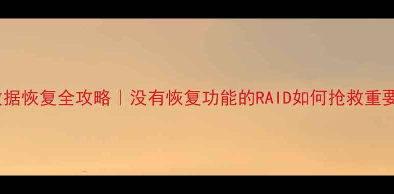 RAID数据恢复全攻略没有恢复功能的RAID如何抢救重要文件