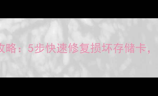 存储卡数据恢复全攻略5步快速修复损坏存储卡恢复丢失照片视频