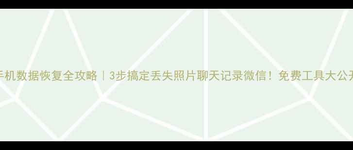 图片 ✨手机数据恢复全攻略｜3步搞定丢失照片聊天记录微信！免费工具大公开📱
