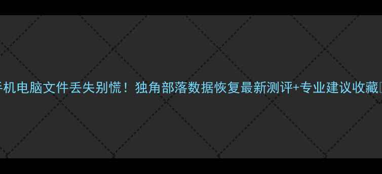 手机电脑文件丢失别慌独角部落数据恢复最新测评专业建议收藏