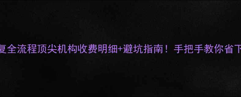 数据恢复全流程顶尖机构收费明细避坑指南手把手教你省下冤枉钱