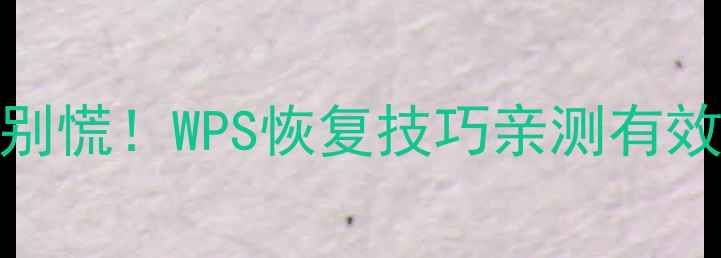 图片 ✨电脑文件丢失别慌！WPS恢复技巧亲测有效（附详细教程）