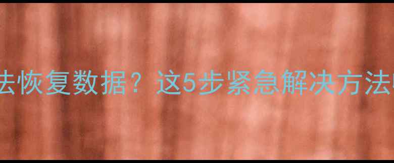 图片 ✨电脑突然无法恢复数据？这5步紧急解决方法收藏好！⚠️2