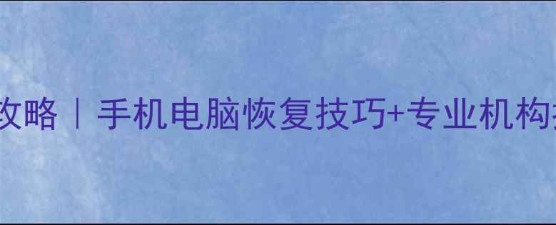 图片 ✨黄浦区数据恢复全攻略｜手机电脑恢复技巧+专业机构推荐（附避坑指南）1