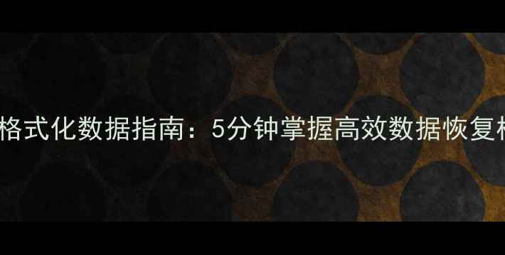 一键恢复格式化数据指南5分钟掌握高效数据恢复核心技术