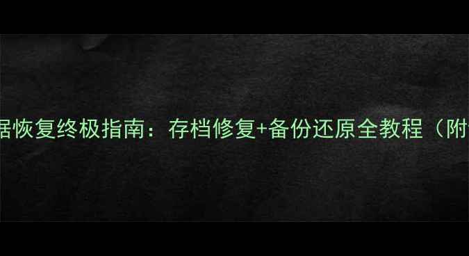 三国志8数据恢复终极指南存档修复备份还原全教程附详细步骤