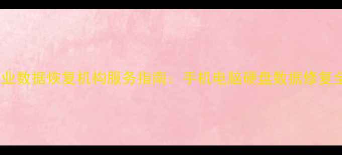 图片 专业数据恢复机构服务指南：手机电脑硬盘数据修复全1