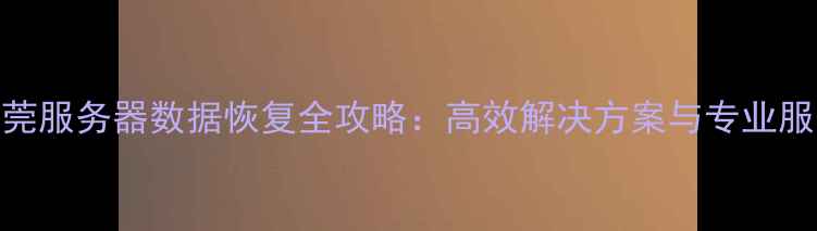 图片 东莞服务器数据恢复全攻略：高效解决方案与专业服务