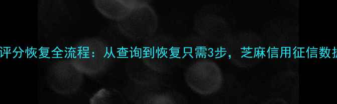 图片 个人大数据评分恢复全流程：从查询到恢复只需3步，芝麻信用征信数据恢复指南2