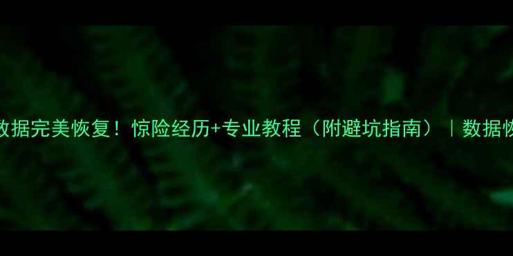 主板维修后数据完美恢复惊险经历专业教程附避坑指南数据恢复必看攻略