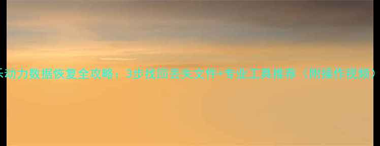 图片 乐动力数据恢复全攻略：3步找回丢失文件+专业工具推荐（附操作视频）2