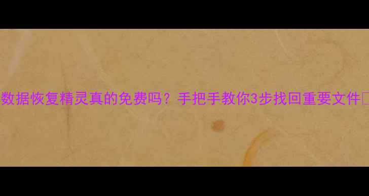 优盘数据恢复精灵真的免费吗手把手教你3步找回重要文件