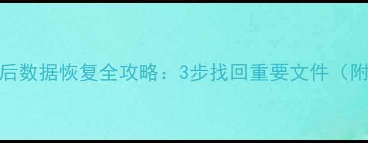 优盘格式化后数据恢复全攻略3步找回重要文件附工具推荐