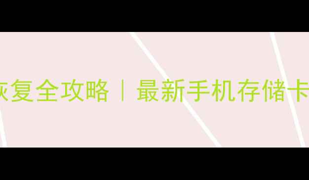 储存卡数据恢复全攻略最新手机存储卡U盘恢复教程