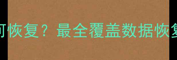 图片 储存卡数据覆盖后如何恢复？最全覆盖数据恢复指南（附免费工具）