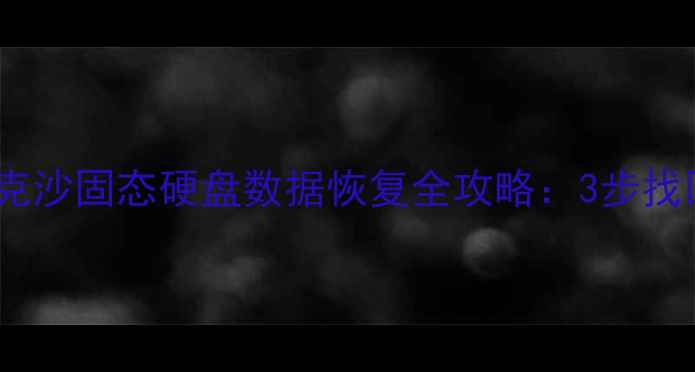免费教程雷克沙固态硬盘数据恢复全攻略3步找回重要文件