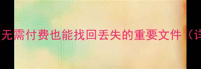 图片 免费数据恢复教程：无需付费也能找回丢失的重要文件（详细步骤+工具推荐）