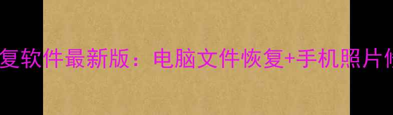 免费数据恢复软件最新版电脑文件恢复手机照片修复全攻略