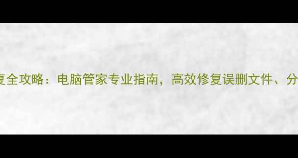 图片 内存卡数据恢复全攻略：电脑管家专业指南，高效修复误删文件、分区丢失等问题1