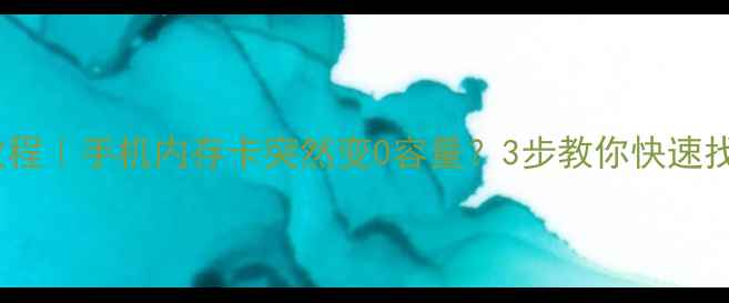 图片 内存卡数据恢复教程｜手机内存卡突然变0容量？3步教你快速找回重要照片视频1