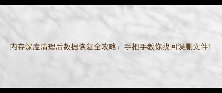 内存深度清理后数据恢复全攻略手把手教你找回误删文件