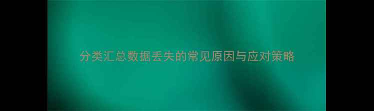 图片 分类汇总数据丢失的常见原因与应对策略