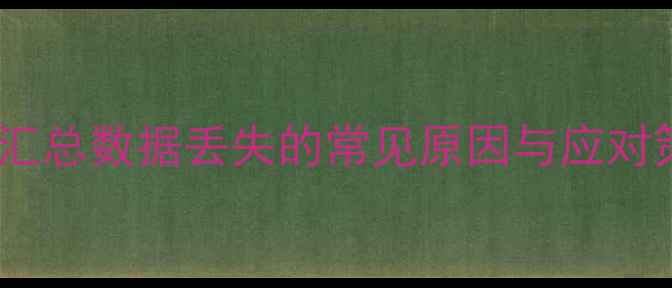 图片 分类汇总数据丢失的常见原因与应对策略1