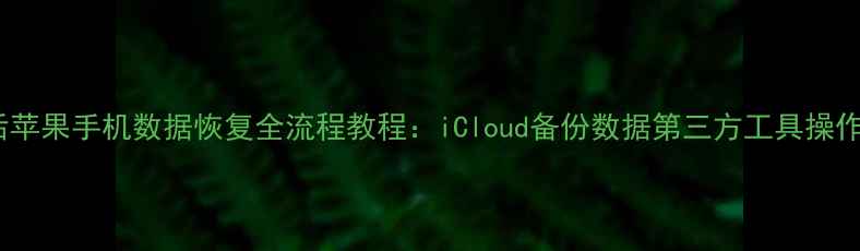 刷机后苹果手机数据恢复全流程教程iCloud备份数据第三方工具操作指南