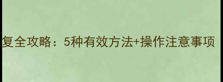 剑灵单机数据恢复全攻略5种有效方法操作注意事项附详细步骤