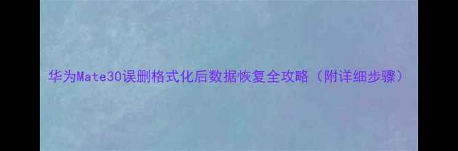 图片 华为Mate30误删格式化后数据恢复全攻略（附详细步骤）