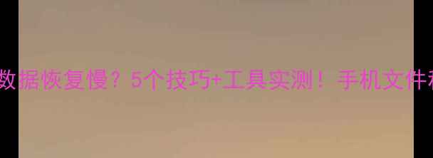 图片 华为备份数据恢复慢？5个技巧+工具实测！手机文件秒速回血1