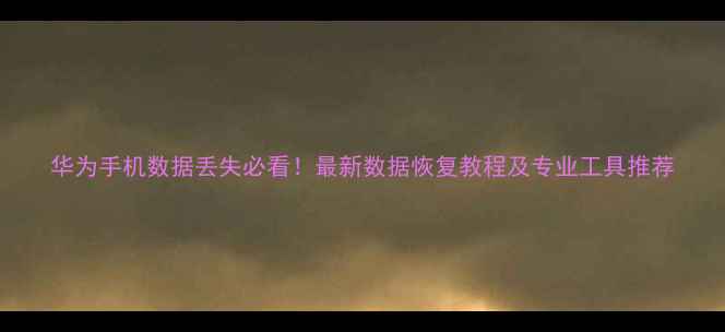 华为手机数据丢失必看最新数据恢复教程及专业工具推荐