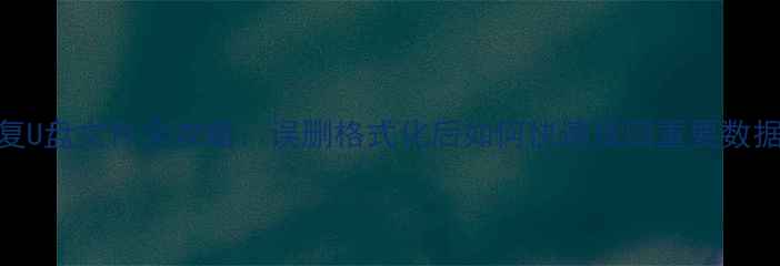 华为手机数据恢复U盘文件全攻略误删格式化后如何快速找回重要数据附详细步骤