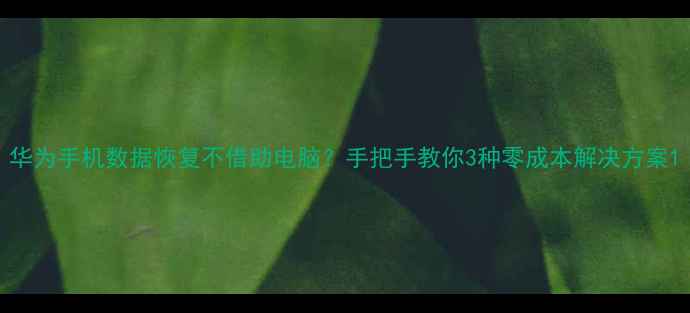 图片 华为手机数据恢复不借助电脑？手把手教你3种零成本解决方案1