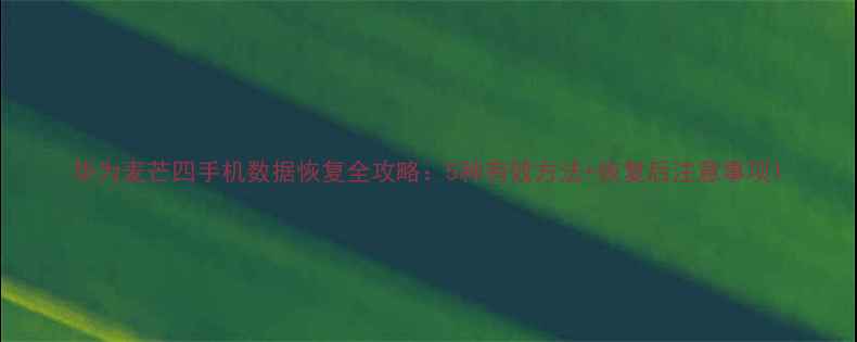 图片 华为麦芒四手机数据恢复全攻略：5种有效方法+恢复后注意事项1
