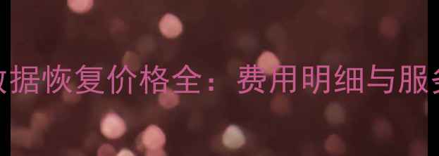 图片 南京西数数据恢复价格全：费用明细与服务流程指南
