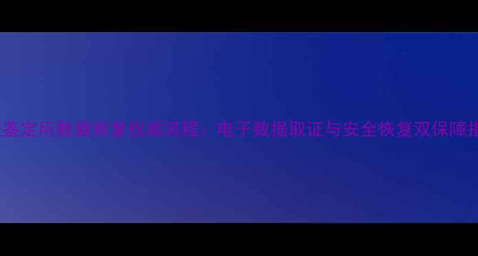 司法鉴定所数据恢复权威流程电子数据取证与安全恢复双保障指南