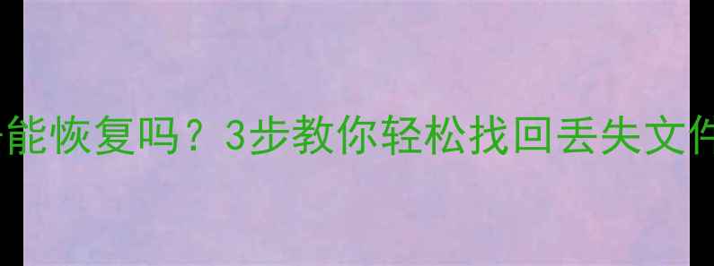 图片 固态硬盘删除数据能恢复吗？3步教你轻松找回丢失文件（附操作教程）2