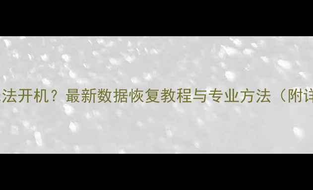 图片 固态硬盘损坏无法开机？最新数据恢复教程与专业方法（附详细操作步骤）1